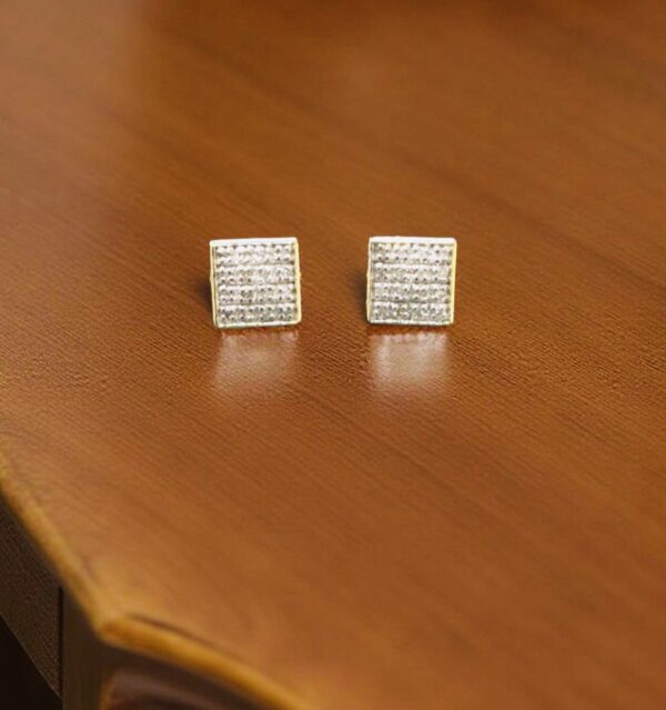 14K Gold Filled Natural Diamond Screw Back Earrings