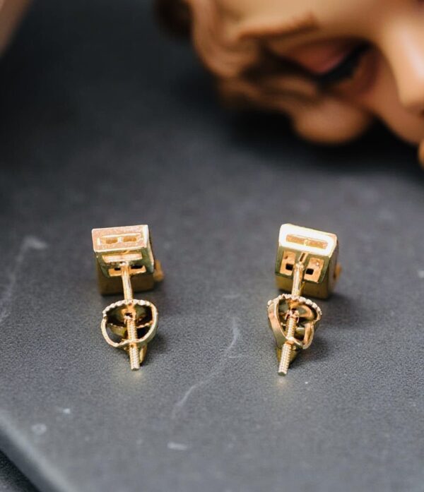 14K Gold Filled Natural Diamond Screw Back Earrings - Image 2