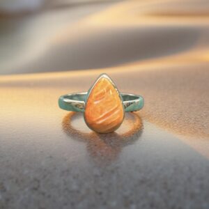 Teardrop Spiny Oyster Silver Ring size 7