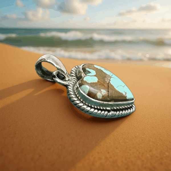 Rare #8 Mined Turquoise Sterling Silver Pendant - Image 3