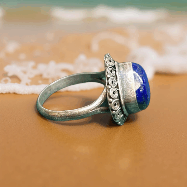 Bold Lapis Lazuli Statement Ring - Size 9.5 - Image 2