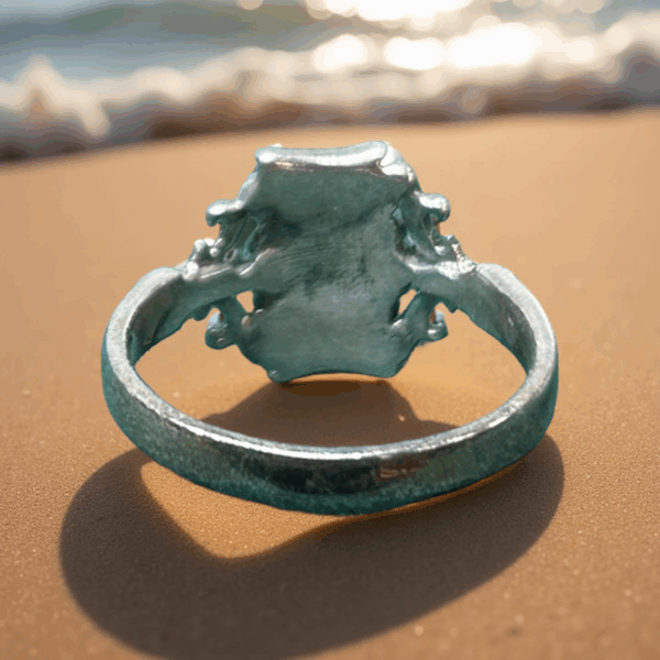 Vintage Style Solid Sterling Silver Turquoise Ring - Size 6.5 - Image 4