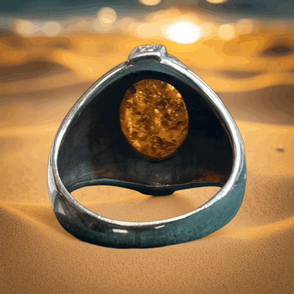 Bold Baltic Amber & Sterling Silver Ring - Size 8.5 - Image 4