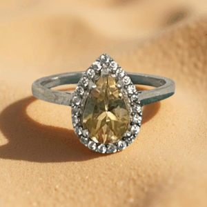 Teardrop Citrine Ring in Sterling Silver – Size 7