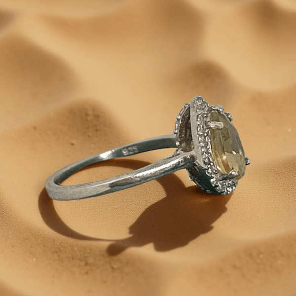 Teardrop Citrine Ring in Sterling Silver – Size 7 - Image 2
