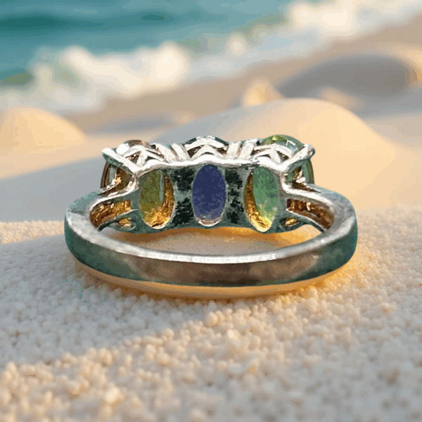 Trio Gemstone Ring with Peridot, Amethyst & Citrine – Size 5.25 - Image 4