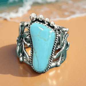 Bold Kingman Turquoise Ring- Size 7.5