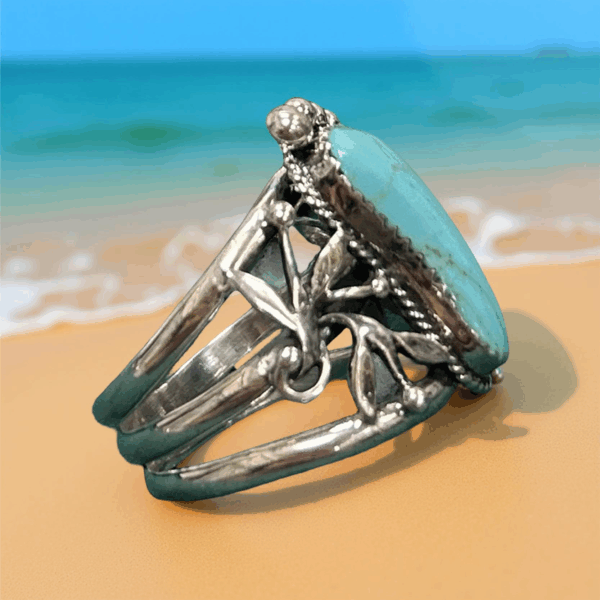 Bold Kingman Turquoise Ring- Size 7.5 - Image 3