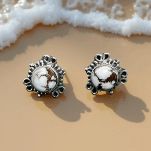 Wild Horse Jasper Sterling Silver Stud Earrings