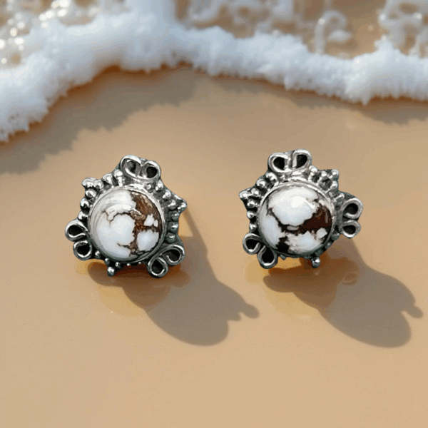 Wild Horse Jasper Sterling Silver Stud Earrings