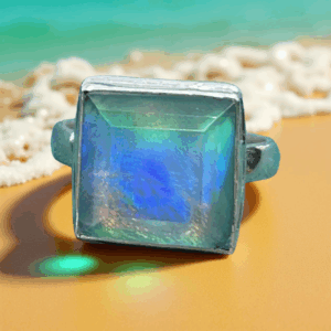 Northern Lights Ring – Sterling Silver & Aurora Opal (Size 8.5)