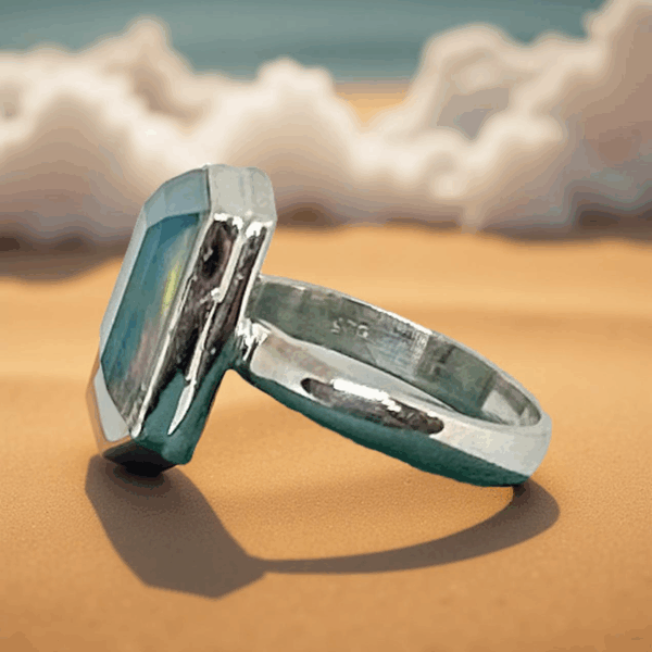 Northern Lights Ring – Sterling Silver & Aurora Opal (Size 8.5) - Image 2