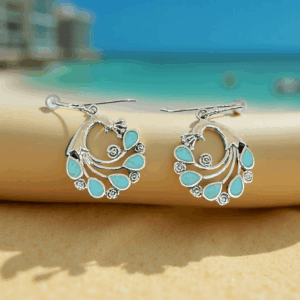 Desert Plume – Kingman Turquoise Peacock Earrings