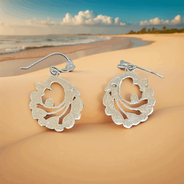 Desert Plume – Kingman Turquoise Peacock Earrings - Image 2